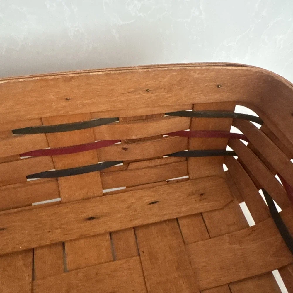 Vintage Longaberger Basket‎ Size 14.5 Inch With Red, Blue, Green Rectangle 1994